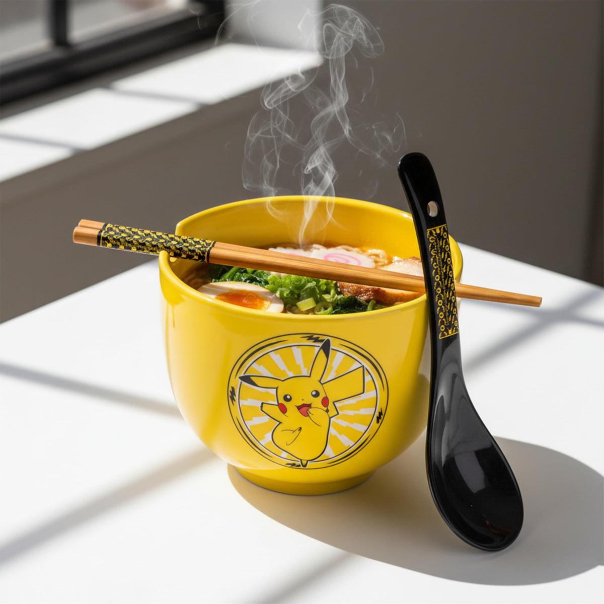 Silver Buffalo Pikachu bowl front view shows cheerful design and durable ceramic.