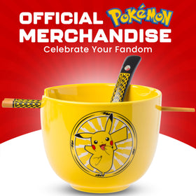 Silver Buffalo Pikachu chopsticks set complements the bowl for easy meals at home.