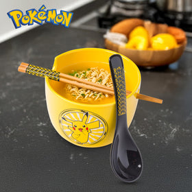 Silver Buffalo Pikachu spoon pairs with the set for effortless scooping and sipping.