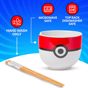 Silver Buffalo Pokeball bowl and chopsticks ready for casual dinners and gifts