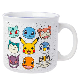 Silver Buffalo Pokemon camper mug 20oz front view with vibrant character artwork for coffee