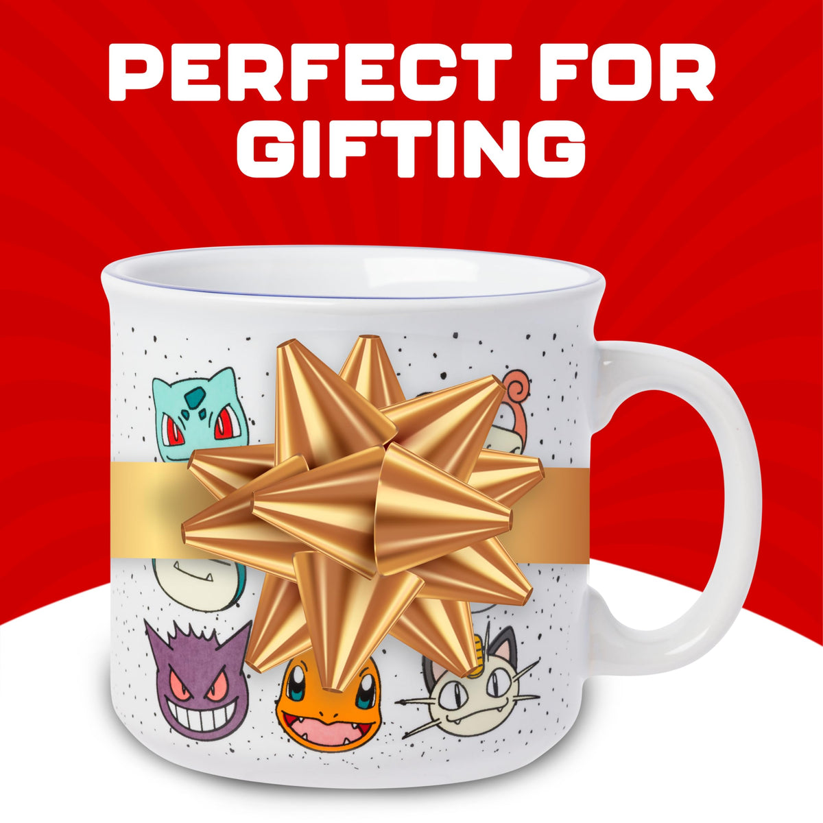 Silver Buffalo Pokemon camper mug 20oz multi-face detail featuring collectible character faces