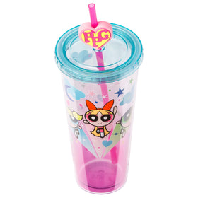 Silver Buffalo PPG heart topper straw adds fun for on-the-go sipping.