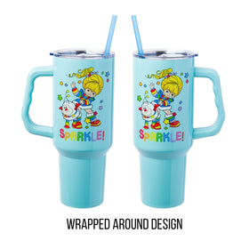 Silver Buffalo Rainbow Brite tumbler back view showing stars for fans