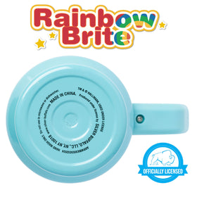 Silver Buffalo Rainbow Brite tumbler with handle in action for travel