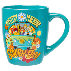 Silver Buffalo Scooby-Doo group Mystery Machine Flowers mug, bold artwork for cozy movie nights and snack breaks.