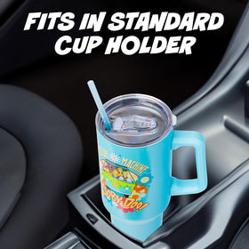 Mystery Machine van art on a stainless steel tumbler