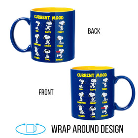 Silver Buffalo Snoopy mug blue exterior yellow interior ideal for coffee