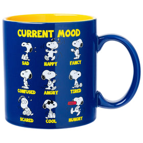 Silver Buffalo Snoopy current mood mug with multiframe images for daily vibes
