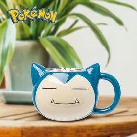 Silver Buffalo Snorlax face mug showing 20-ounce capacity for generous servings.