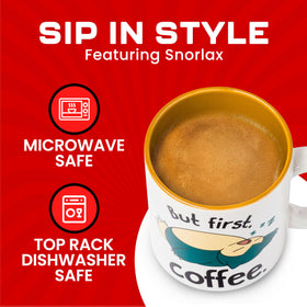 Silver Buffalo Snorlax mug top view showing spacious opening for beverages.