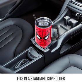 Tumbler lid and straw from Silver Buffalo Spider-Man design for easy sipping
