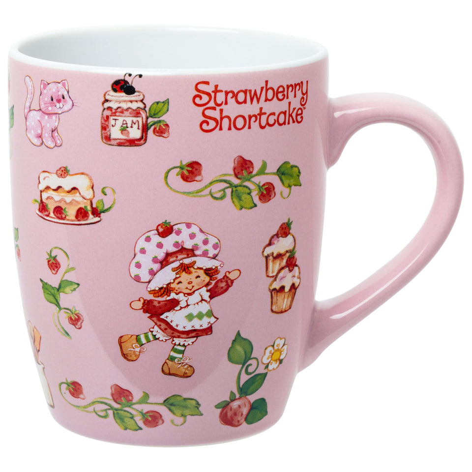 Silver Buffalo Strawberry Shortcake mug with berry vines toss design, ideal for cozy mornings