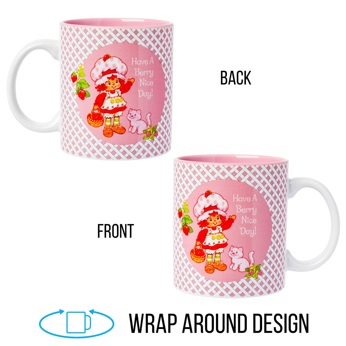 Silver Buffalo mug side view with Strawberry Shortcake and Custard, perfect for morning tea