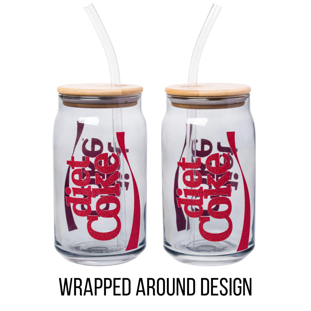 Silver Buffalo vertical ribbon glitter glass highlights retro soda fandom.