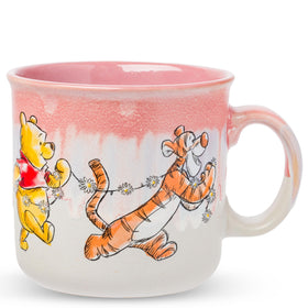 Silver Buffalo Winnie the Pooh 20oz camper mug featuring classic characters for cozy beverages.