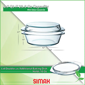 SIMAX clear glass lets you watch browning progress and monitor cooking.