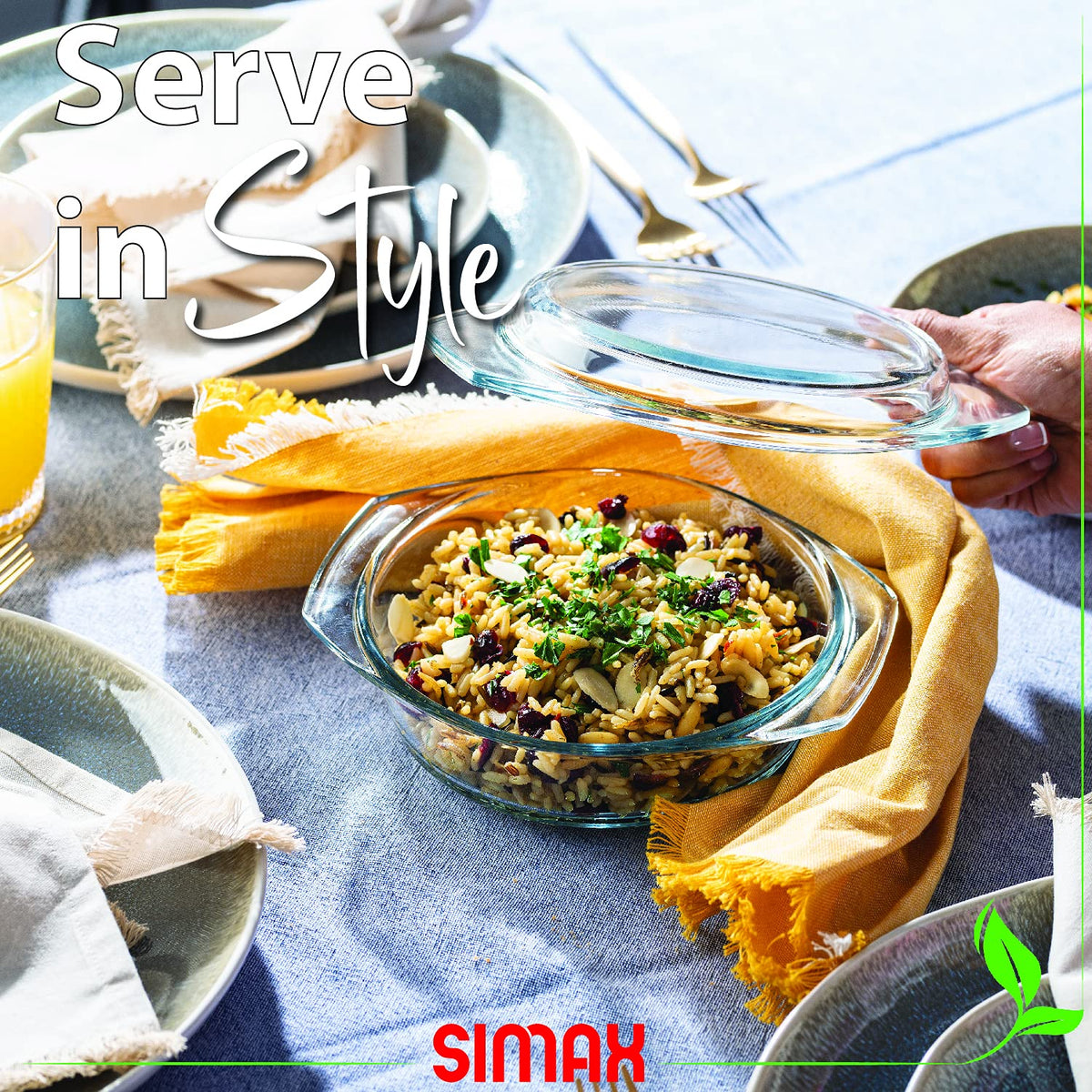 SIMAX borosilicate glass cookware from Europe resists thermal shocks safely.