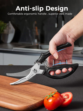 SimCoker spring-loaded poultry shears reduce effort with quick returns