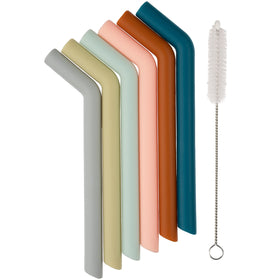 Simka Rose silicone straws for kids in a colorful six-pack, easy sip