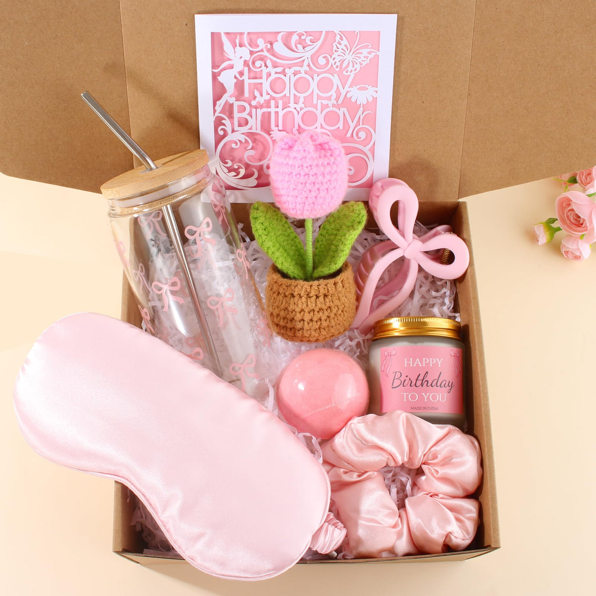 Simneygo pink bow glass cup with lid, ideal for stylish daily drinks
