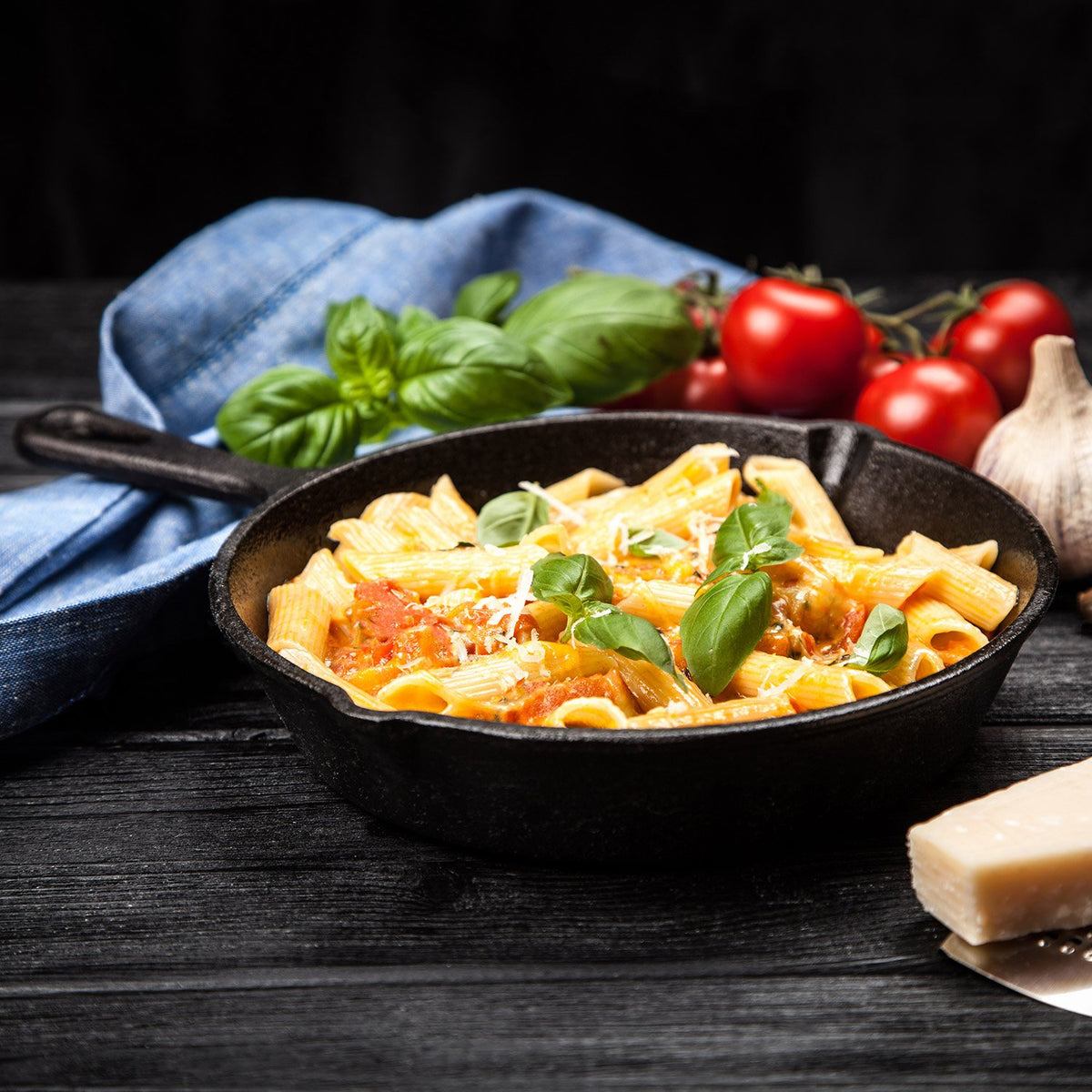Simple Chef skillet set is oven-ready for versatile cooking from stove to campfire.