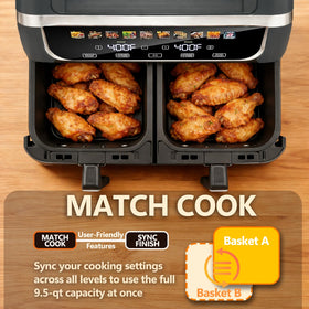 Large 12.6-quart basket fits family-sized portions for batch cooking with Simple Deluxe.