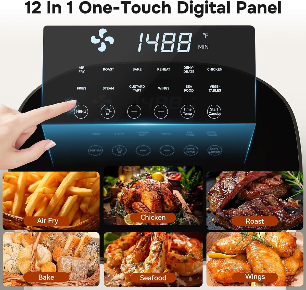 Simple Deluxe 12-in-1 Air Fryer 6.34-quart basket ready for family meals.