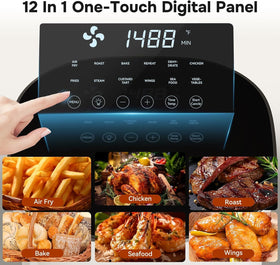 Simple Deluxe 12-in-1 Air Fryer 6.34-quart basket ready for family meals.