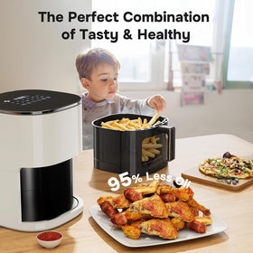 Simple Deluxe 12-in-1 Air Fryer beige finish adds warm style to kitchens.
