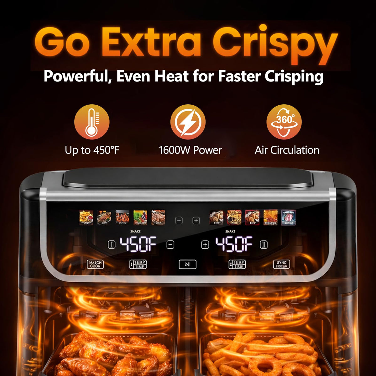 Simple Deluxe air fryer control panel close-up showing digital presets for precise timing
