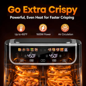 Simple Deluxe air fryer control panel close-up showing digital presets for precise timing