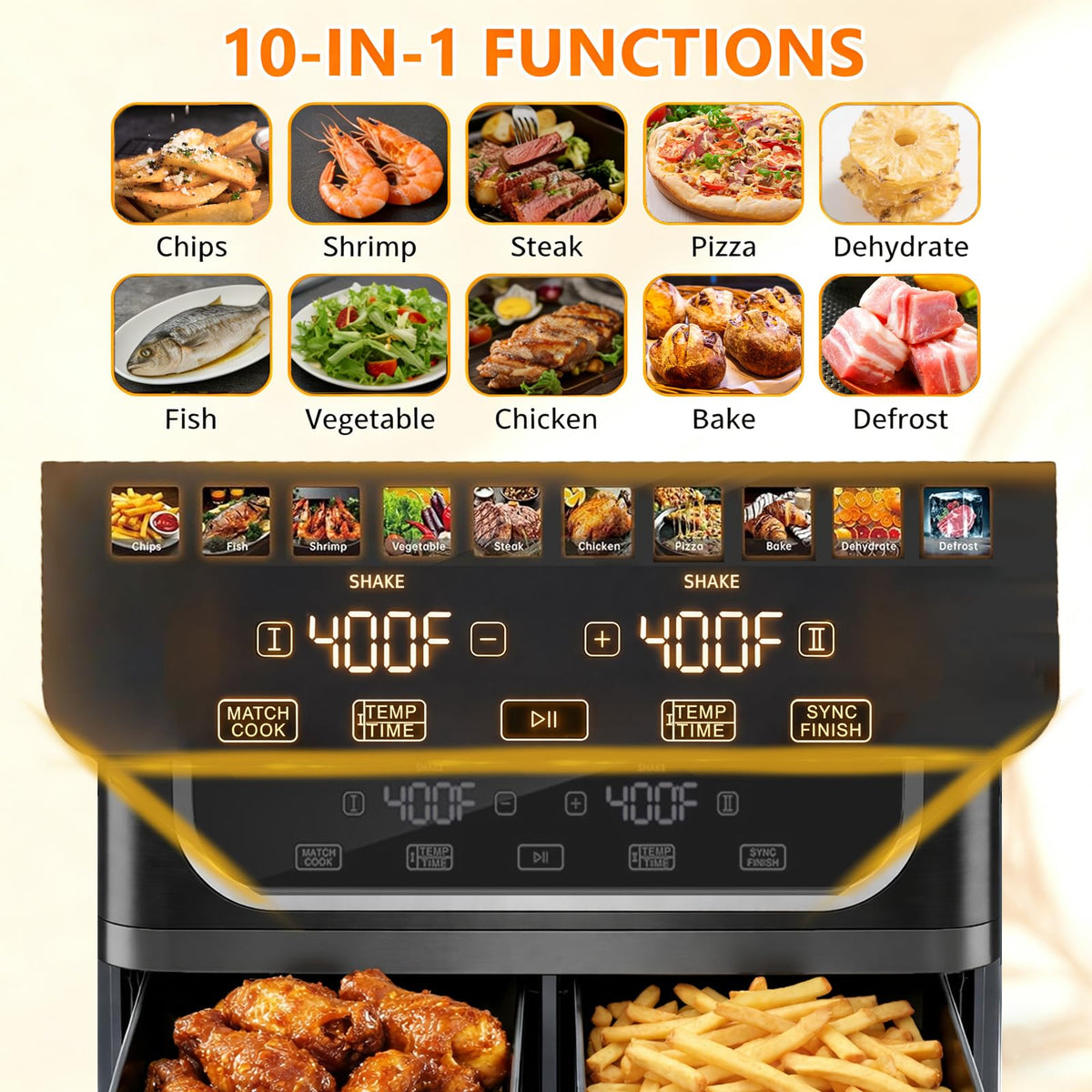 Simple Deluxe dual doors open, separating temperature zones for different foods