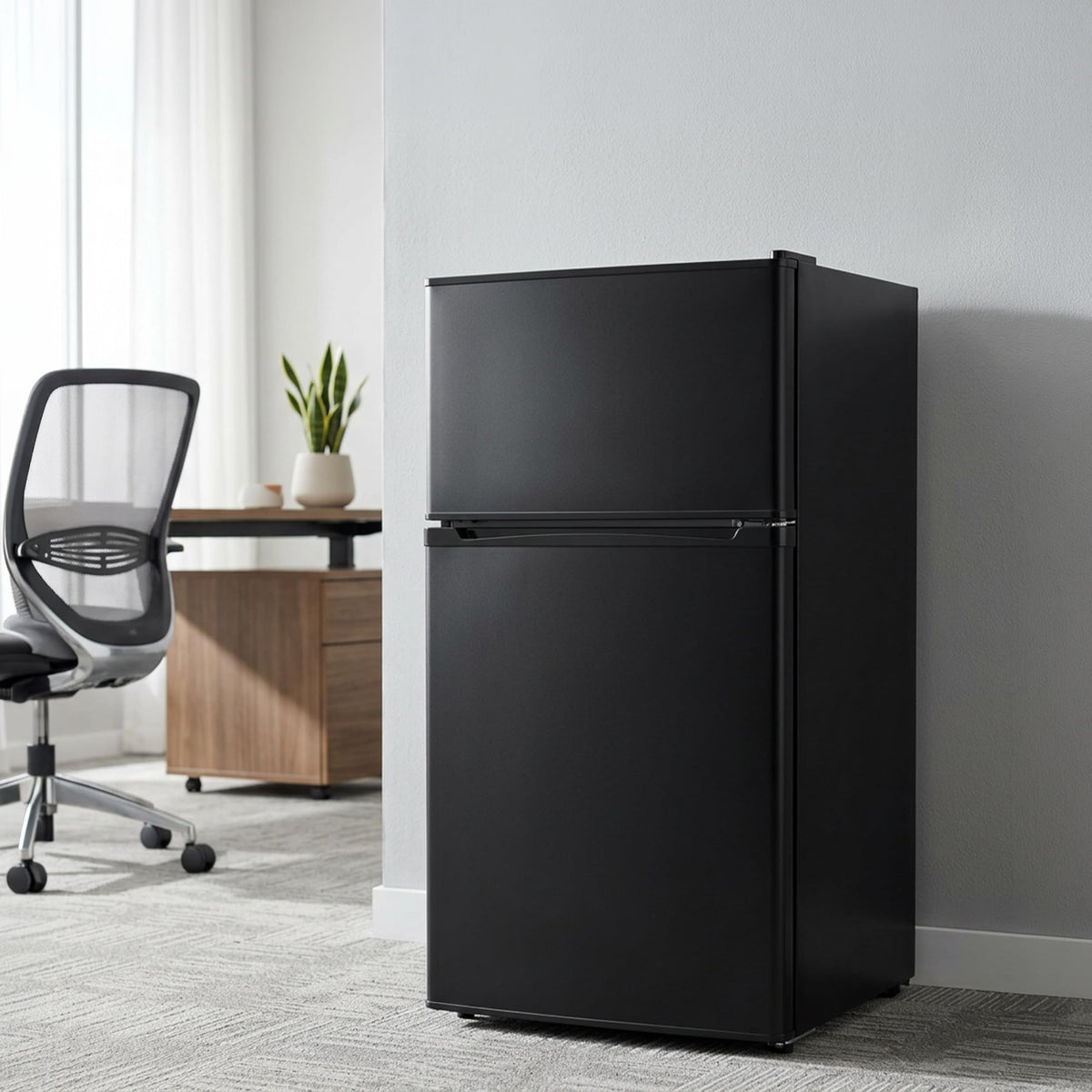 Simple Deluxe mini fridge bedroom setup blends with decor while preserving items.