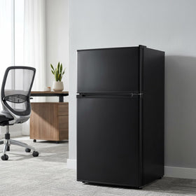 Simple Deluxe mini fridge bedroom setup blends with decor while preserving items.