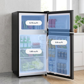 Simple Deluxe mini fridge energy-efficient cooling for quiet temperature control.