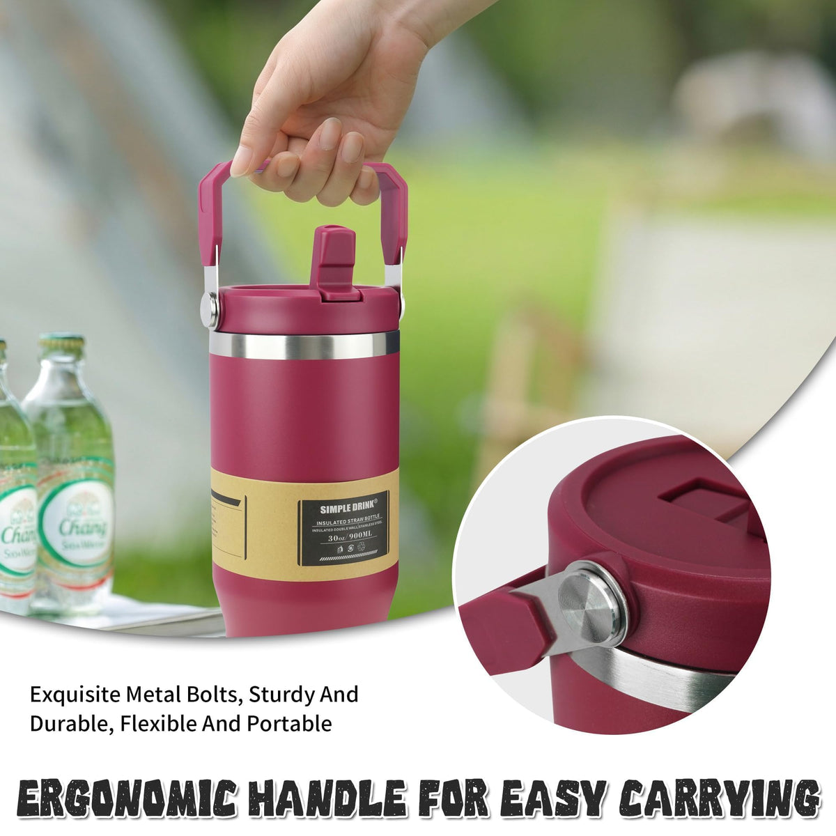 SIMPLE DRINK 18-8 stainless steel insulated tumbler preserves flavor without metallic taste.