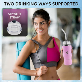 SIMPLE DRINK 20oz tumbler ice-cold beverage scene illustrates double-wall insulation performance