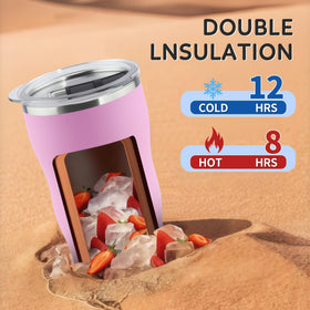 SIMPLE DRINK 20oz tumbler side grip highlights comfortable, non-slip powder-coated finish for easy one-handed use