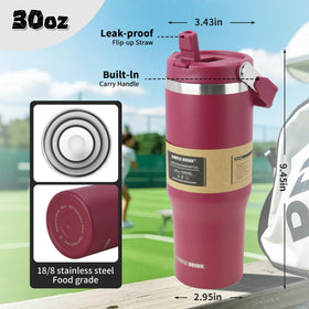 SIMPLE DRINK 30oz bottle with handle enables easy transport throughout the day.