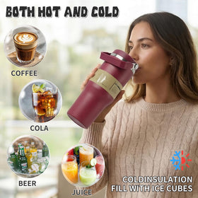 SIMPLE DRINK 30oz travel mug in use shows on-the-go cooling and hot beverage support.