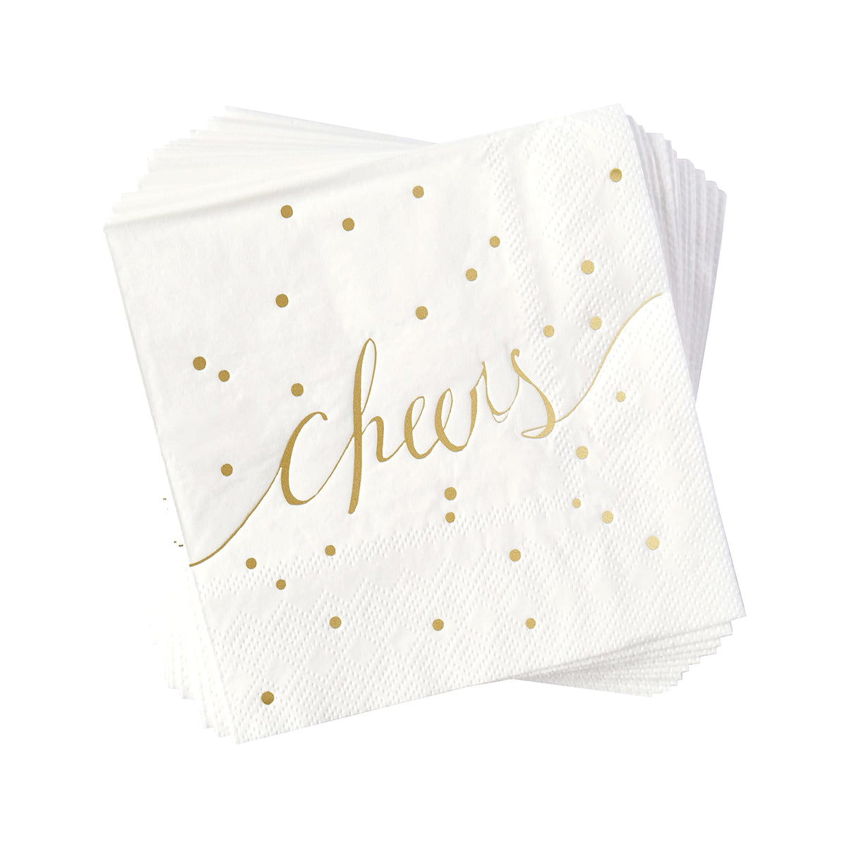 Simple-Glee white and gold cocktail napkins, elegant decor for weddings and celebrations.
