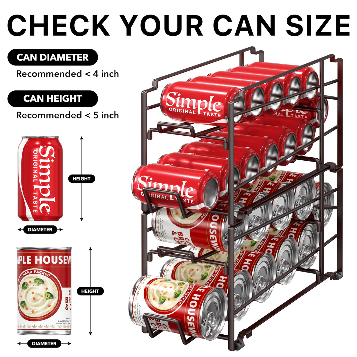 Simple Houseware 12oz can capacity highlight for standard soda and small cans