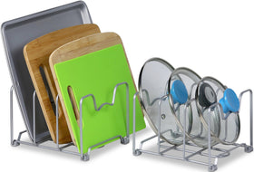 Simple Houseware 2-pack three-compartment rack close-up highlighting steel construction