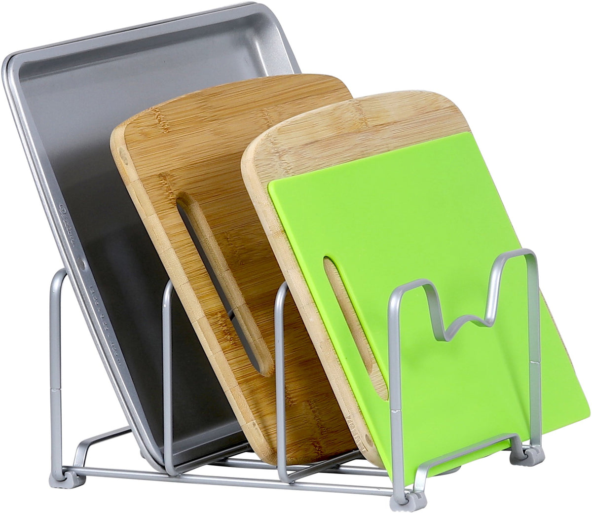 Simple Houseware 2-pack rack inside a cabinet with organized cookware