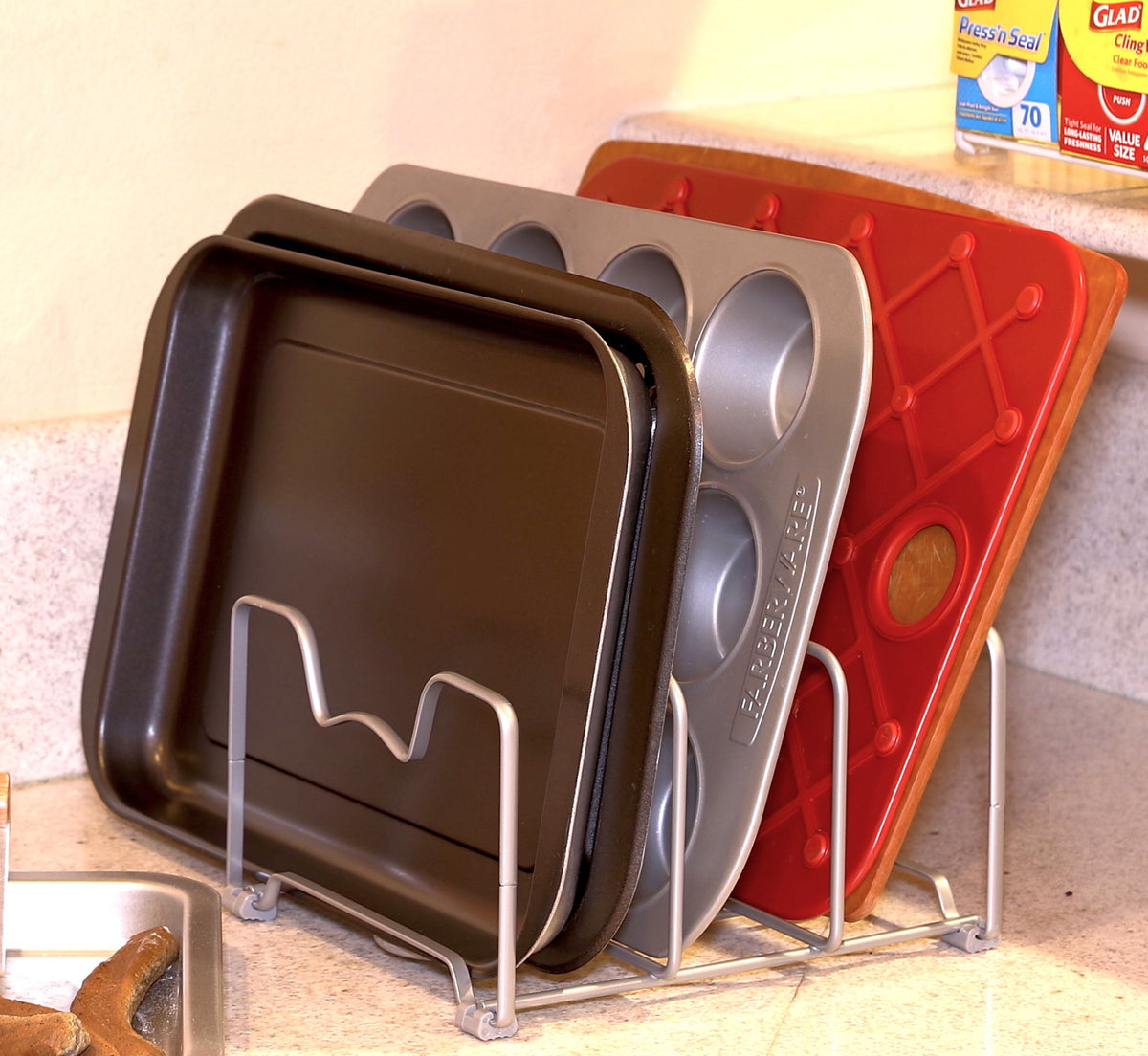 Simple Houseware 2-pack rack in silver finish offers durable storage