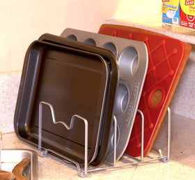 Simple Houseware 2-pack rack in silver finish offers durable storage