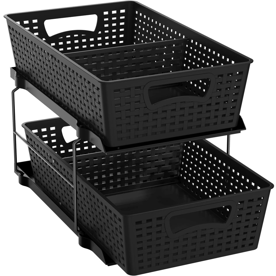 Simple Houseware 2-tier bathroom organizer tray with pull-out for easy under-sink access