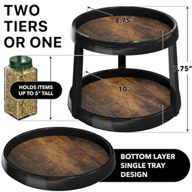 Simple Houseware 2-Tier Lazy Susan spins smoothly on stainless steel bearings for quick access.