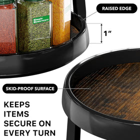 Simple Houseware 2-Tier Lazy Susan raised edge prevents spills during rotation.